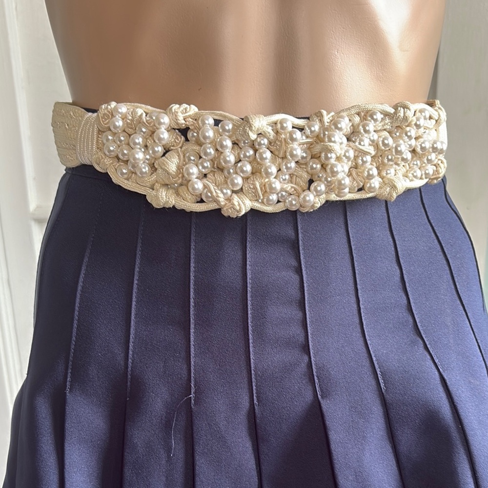 Luxurious Cream Braided Beaded Belt